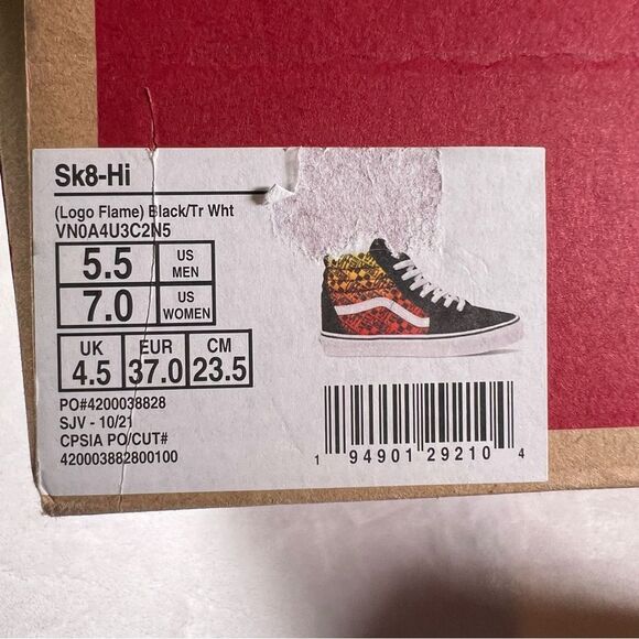 Vans Sk8-Hi Logo Flame ❤️🔥 NEW ❤️🔥 unisex ❤️🔥 women’s 7 men’s 5.5 - Picture 4 of 5